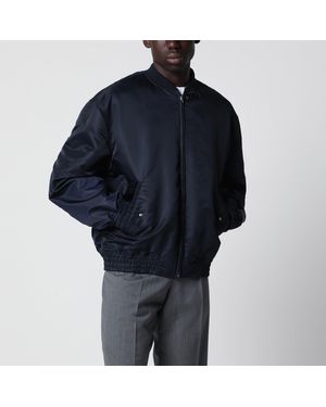 Valentino Shiny Zip-Up Bomber Jacket With Vlogo - Blue