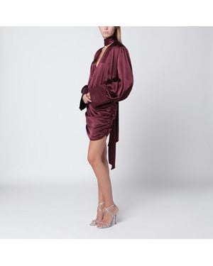 ROTATE BIRGER CHRISTENSEN Bordeauxfarbenes Drapiertes Seidenminikleid - Rot