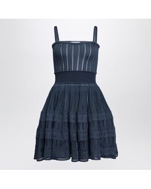 Alaïa Abito blu scuro in maglia crinoline lucida