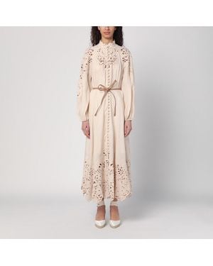 Zimmermann Cremefarbenes Kleid Wylie Aus Leinen - Natur