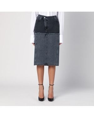 McQueen Two-Tone Denim Skirt - Blue