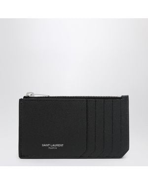 Saint Laurent Fragments Card Holder With Zip - Black