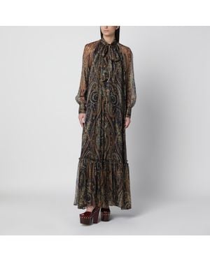 Etro Long Dress With Multicolor Paisley Print - Black
