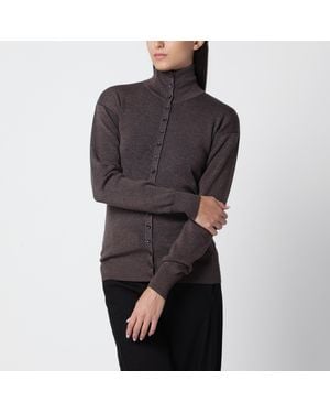 Lemaire Wool Ecorce-Colored Button-Up Top - Gray