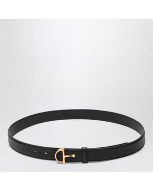 Gucci Ceinture Noire Fine Avec Boucle Demi-Morsetto