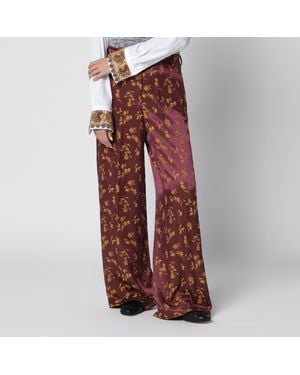 Dries Van Noten Jacquard Wide-Leg Trousers - Red