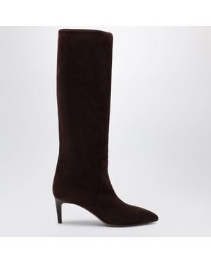 Paris Texas Chocolate Suede Pointedtoe Boots - Black