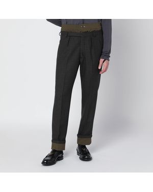 Prada Forest- Trousers With Double Waistband - Black