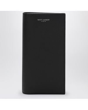 Saint Laurent Continental Wallet In Pebbled Leather - Black