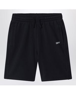 Off-White c/o Virgil Abloh Schwarze Shorts Mit Logo-Print - Blau