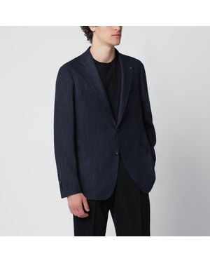 Tagliatore Single-Breasted Jacket With A Herringbone Pattern - Blue
