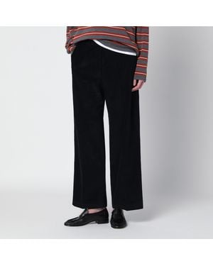 Cordera Pantalon Bleu En Velours Côtelé - Noir
