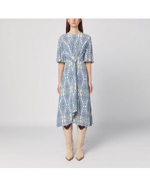 Etro Flared Midi Dress With Multi-Colored Print - Blue