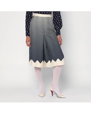 Valentino Blue/ivory Silk Skirt - Gray