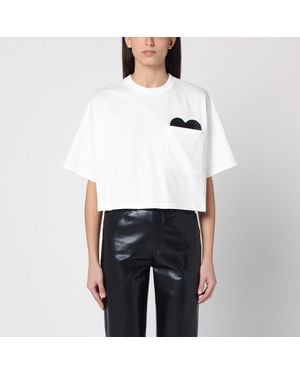 Bottega Veneta Short-sleeved Crop T-shirt With Heart - White