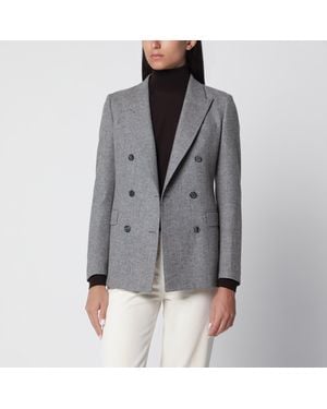 Tagliatore Double-Breasted Jacket With Herringbone Pattern - Gray
