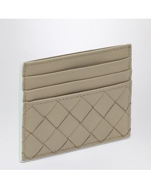Bottega Veneta Portacarte di credito écru/azzurro ghiaccio in intrecciato - Neutro