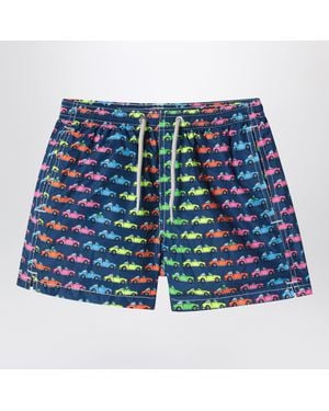 MC2 Saint Barth Jean Swim Shorts With Car Print - Blue
