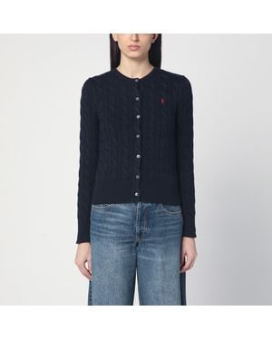 Polo Ralph Lauren Navy Cable Knit Cotton Cardigan - Blue