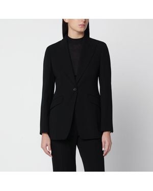 Max Mara Schwarzer Schmal Geschnittener Blazer Aus Gabardine Aus Schurwolle