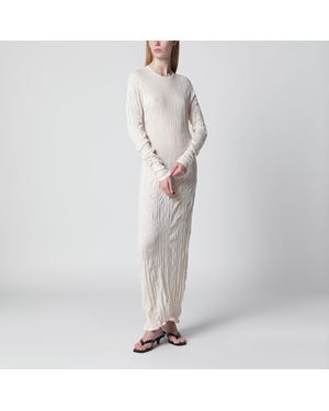 TOTEME Light Apricot Crinkled Knit Dress - White