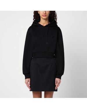 Prada Sweat À Capuche Noir Avec Logo Triangle
