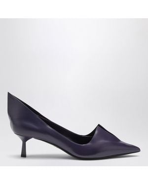 Prada Lila Gebürstetes Leder-Décolleté - Blau