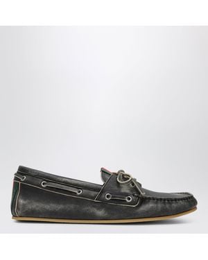 Gucci Boat Shoes With Washed Effect - Black