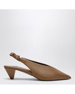 Loewe Origami Cubic Mocha Lambskin Slingback Shoes - Brown