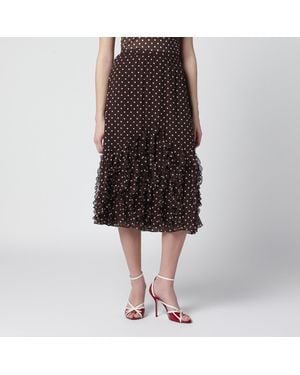 Valentino Silk Skirt With Plusdepois Motif - Black