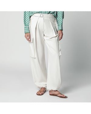 Loewe Ivory Cotton And Silk Cargo Trousers - White