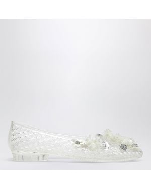 HEAVENLY JELLY Ballerines Lily Transparentes En Pvc Avec Fleurs Perlées - Blanc