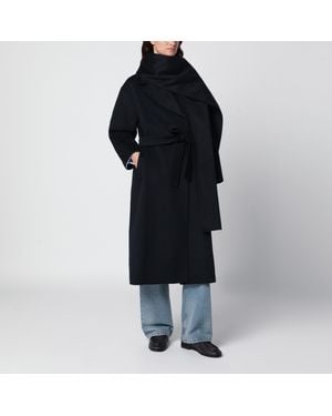 Max Mara Dark Wool And Cashmere Dressing Gown Coat - Black