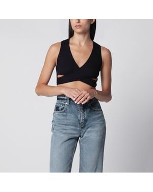 Alaïa Cotton-Blend Wrap Top - Black