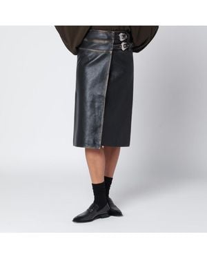 NAMACHEKO Gonna nera in pelle effetto vintage - Nero