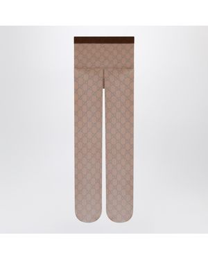 Gucci Nylon Tights With Gg Print - Brown
