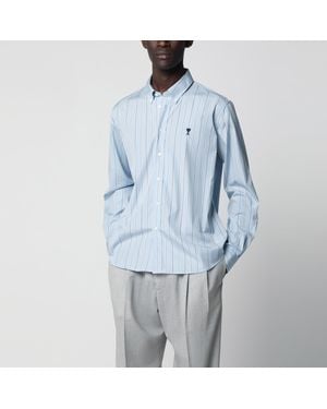 Ami Paris Light Striped Ami De Coeur Shirt - Blue