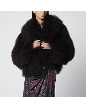Blancha Short Chocolate Fur Jacket - Black