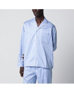 Tekla Pyjama Shirt With Stripes - Blue