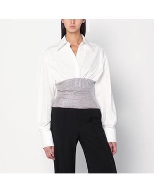 GIUSEPPE DI MORABITO Shirt With Rhinestone Bustier - White