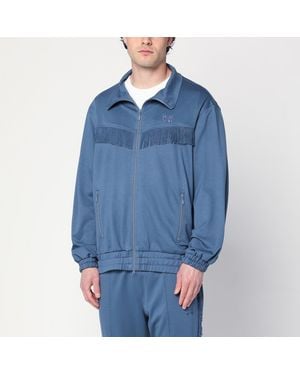 Needles Slate Sweatshirt With Fringes - Blue