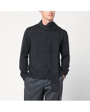 MM6 by Maison Margiela Wool-Blend Cardigan With Scarf - Black