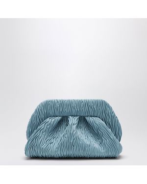 THEMOIRÈ Ruched Vegan Leather Bios Clutch - Blue