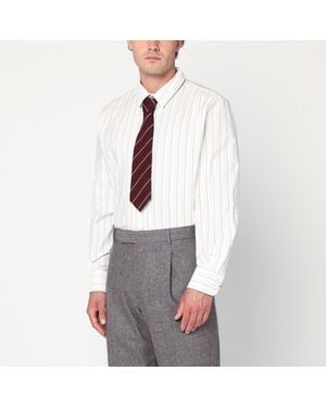 Saint Laurent Striped Cassandre Shirt - White