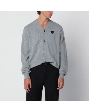 COMME DES GARÇONS PLAY Light Wool Cardigan With Heart Patch - Grau