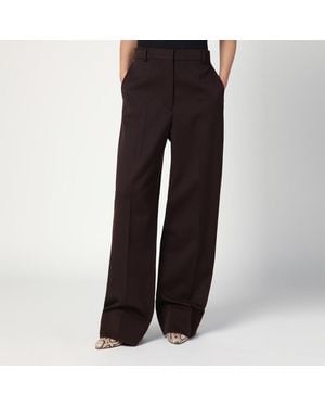 Stella McCartney Pantalone a gamba dritta in lana color prugna - Nero
