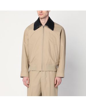 Bottega Veneta Jacket With Woven Collar - Natural