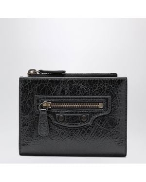Balenciaga Portefeuille Le City À Deux Volets En Cuir D'Agneau Noir