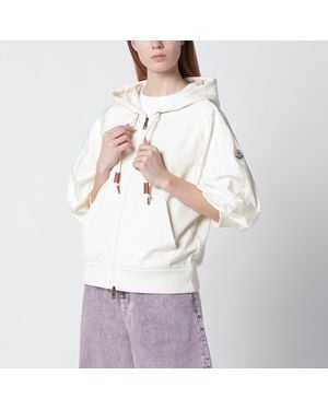 Moncler Felpa A Maniche Corte Jersey Bianca - Bianco