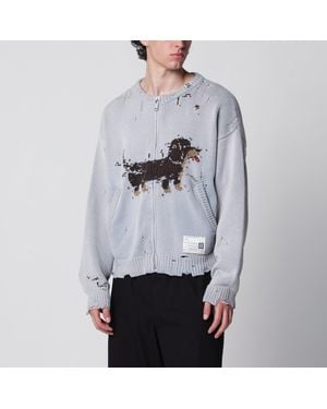 Maison Mihara Yasuhiro Jacquard Cardigan With Dachshund - Grey